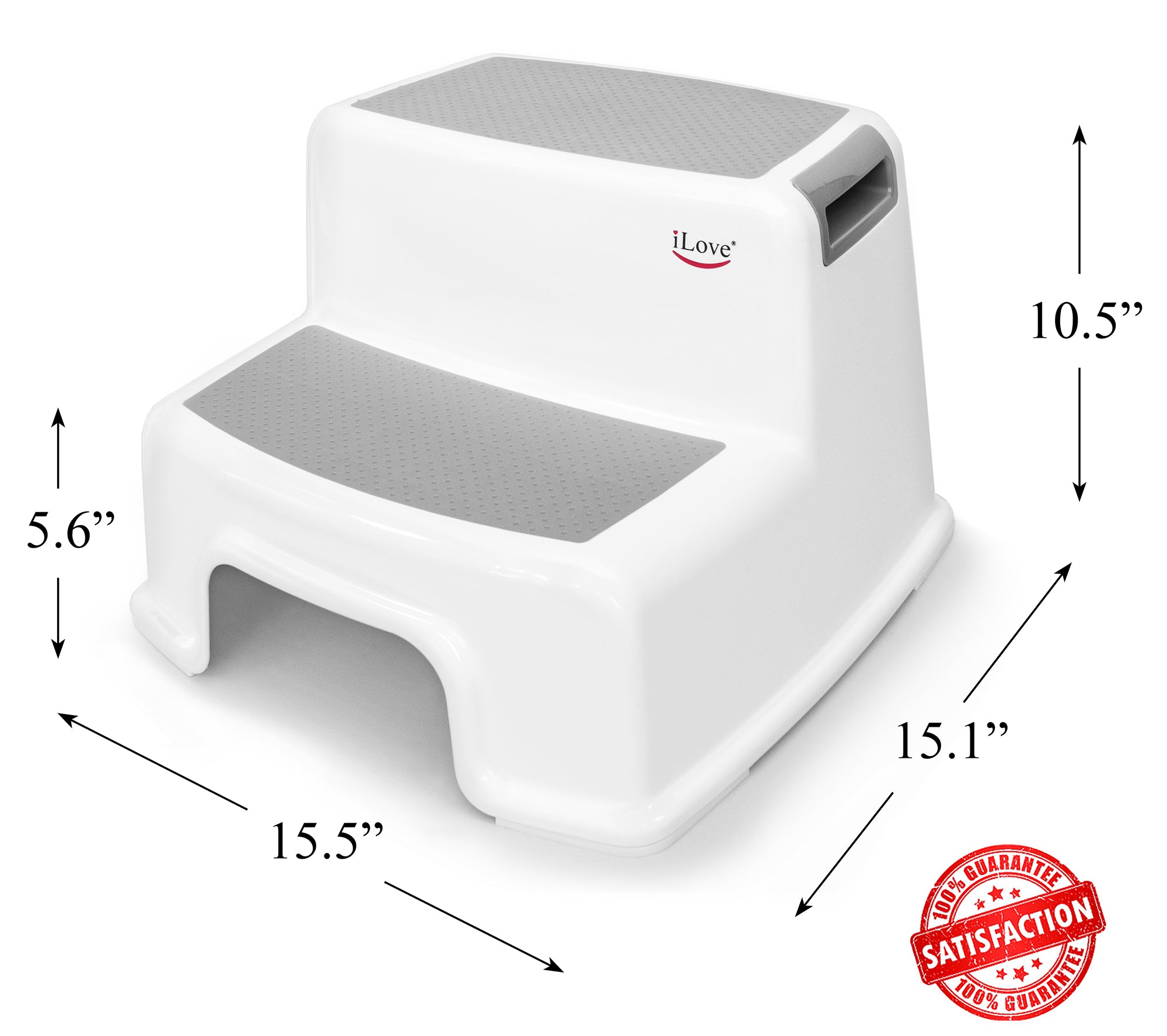 Wide+ 2 Step Stool for Kids | Toddler Stool for Toilet Potty Training | Slip Resistant Soft Grip for Safety as Bathroom Potty Stool and Kitchen Step Stool | Dual Height & Extra Wide Two Step | iLove